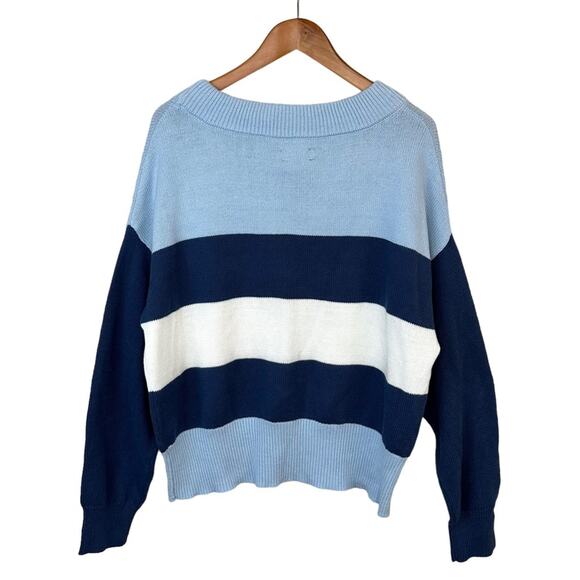 NWT Lucky Brand Ladies' Colorblock Cotton Sweater Blue Multi Size L - Picture 4 of 14